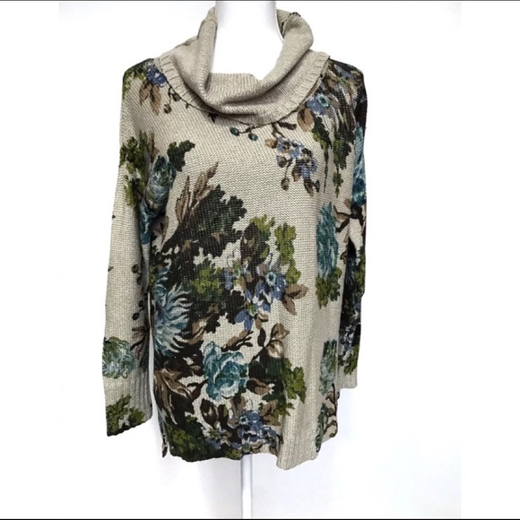 J. Jill Sweaters - J.Jill Woman's Cowl Neck Floral Sweater SZ Small